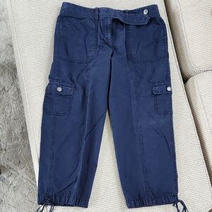 Womens Navy Cargo Pants with Drawstring Hem, Ann Taylor, Size 4